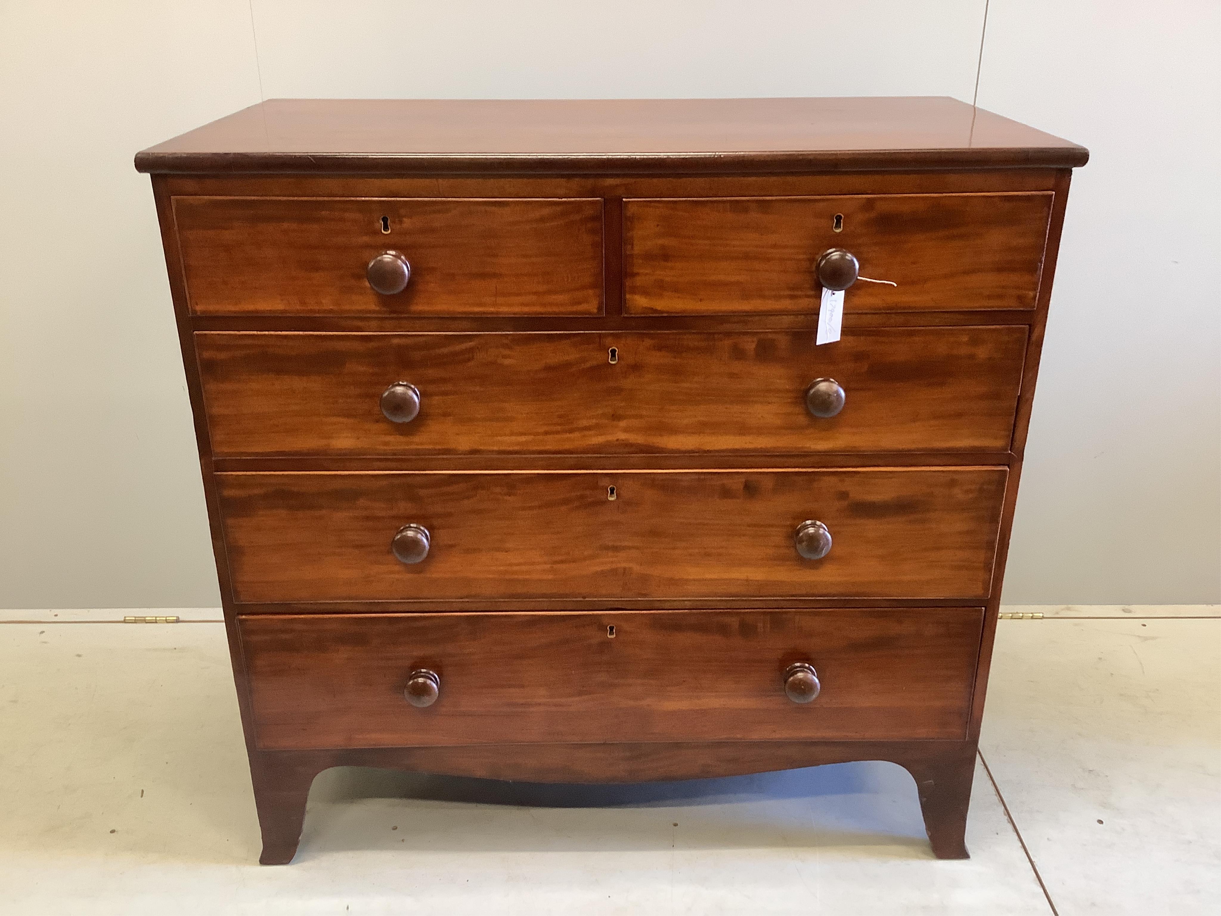 A Regency mahogany chest of drawers, width 105cm, depth 52cm, height 103cm. Condition - good